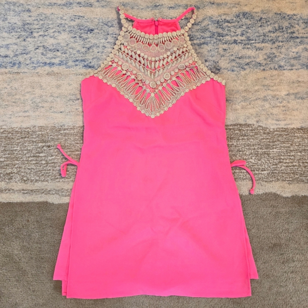 NWT Lilly Pulitzer Pearl Romper Pink with Gold Detail sz 0